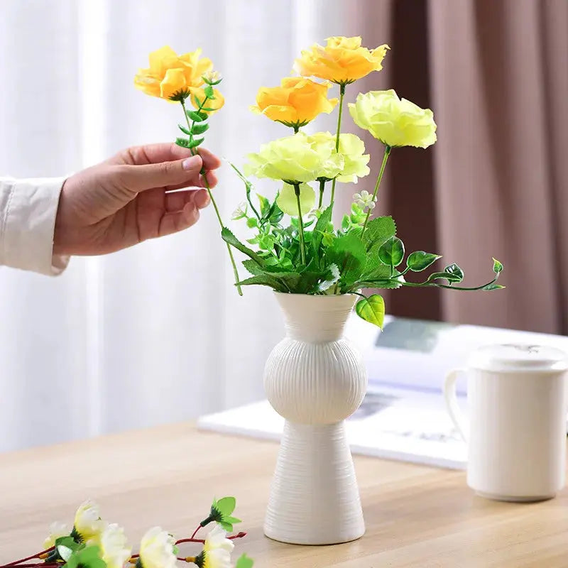 White Ceramic Flower Vase Home Living Room.