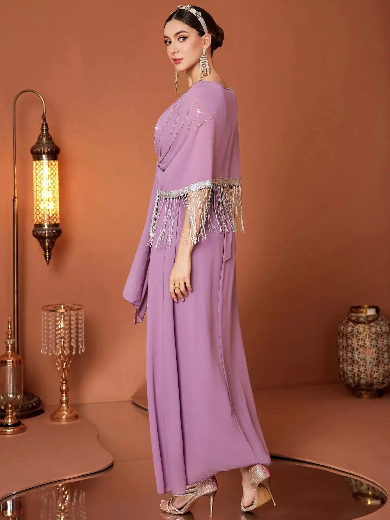Eid Muslim Dress Women Abaya Tassel Fake 2.