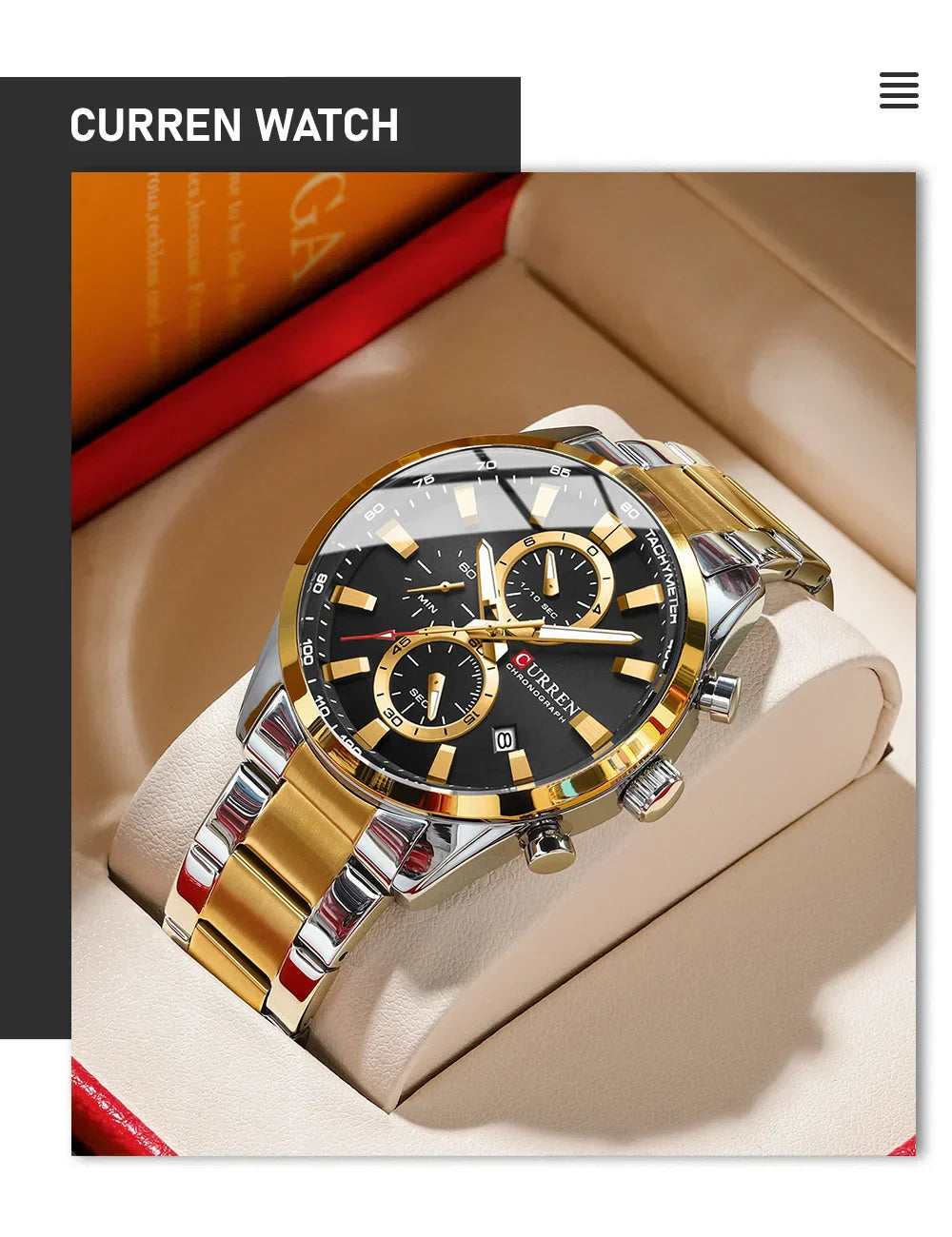 CURREN Stainless Steel Watch For Men With Box US Arabia