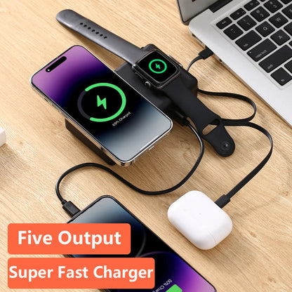 6in1 Power Bank 20000mAh 65W PD Fast Charger with Type-C Cable Portable Powerbank for Laptop Mobile Phone External Spare Battery DesiNest