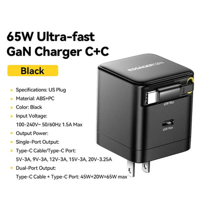 Essager 65W GaN Charger with Retractable.