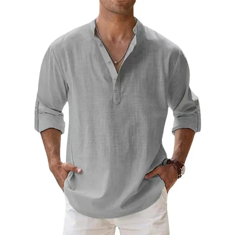 JIAYAN New Cotton Linen Shirts for Men Casual.