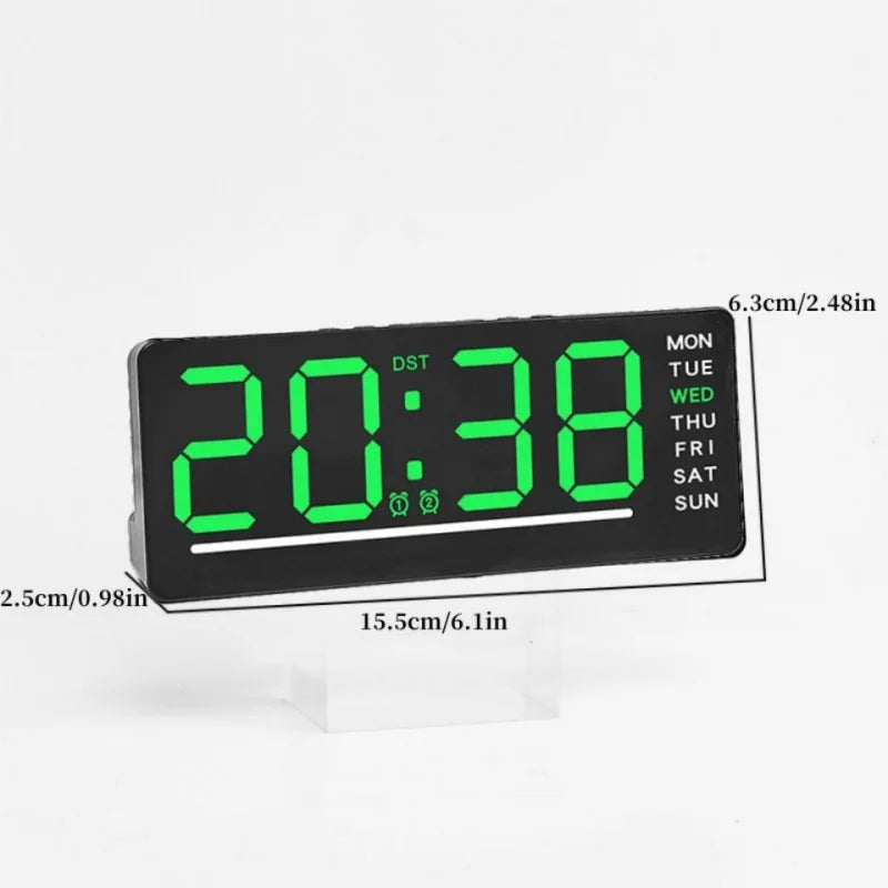 Digital Alarm Clock TEMP Date Week Dual Alarm 5 Levels Brightness Snooze Table Clock 12/24H Night Mode LED Clock DesiNest
