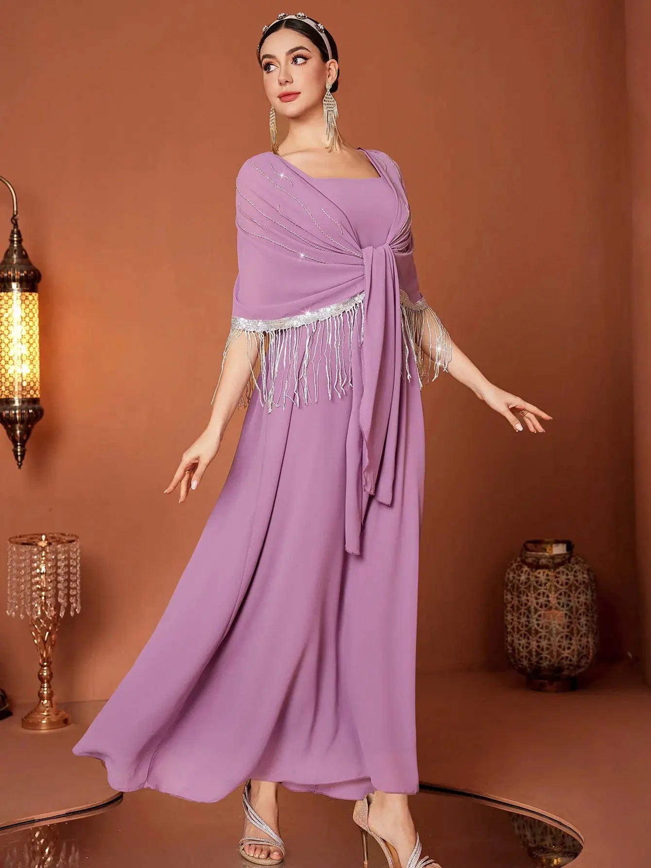 Eid Muslim Dress Women Abaya Tassel Fake 2.