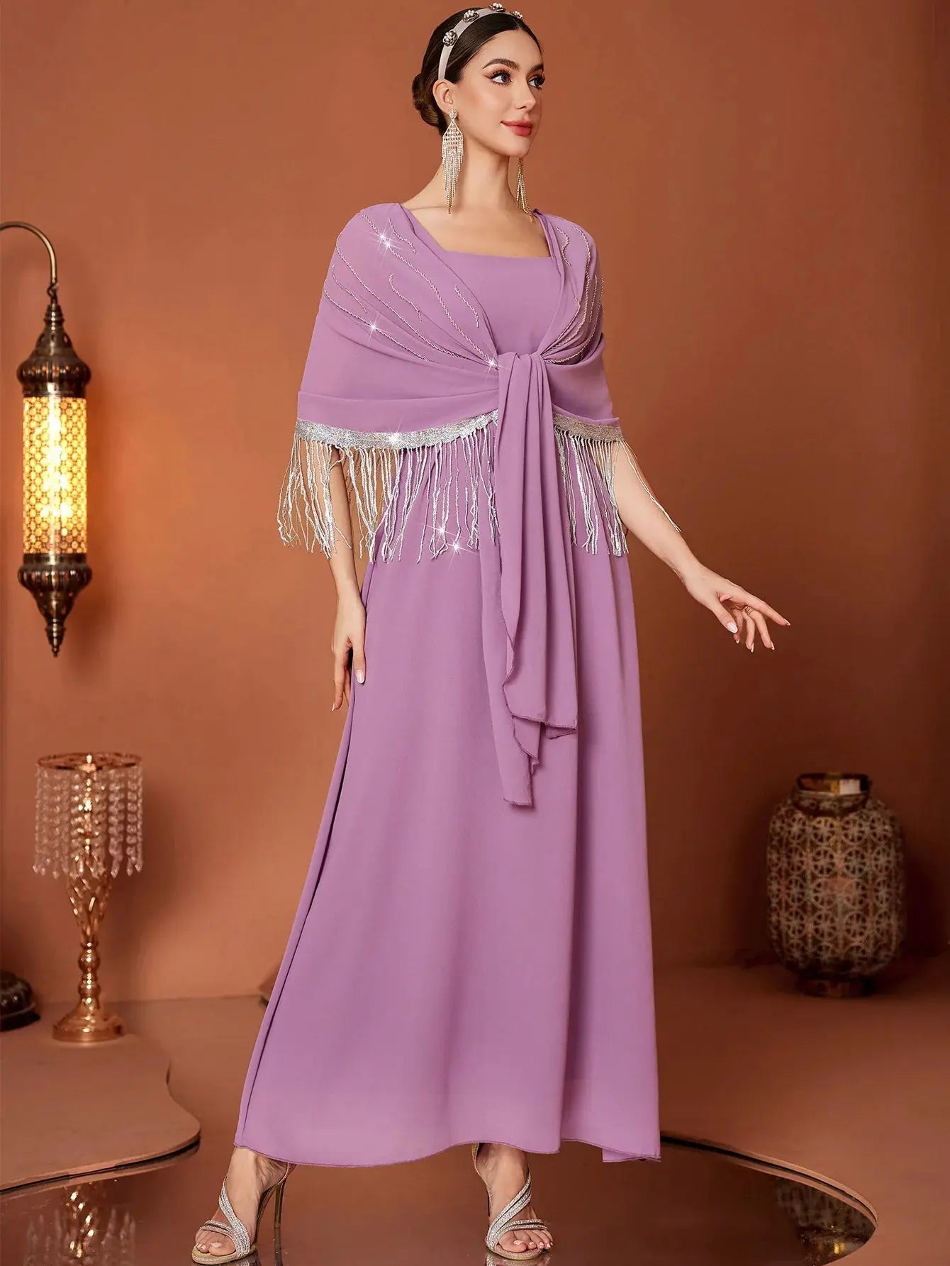 Eid Muslim Dress Women Abaya Tassel Fake 2.