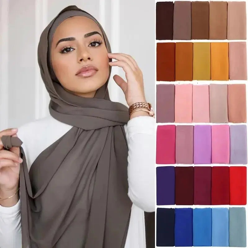 Muslim Chiffon Hijab Scarf Women Long Solid Color.