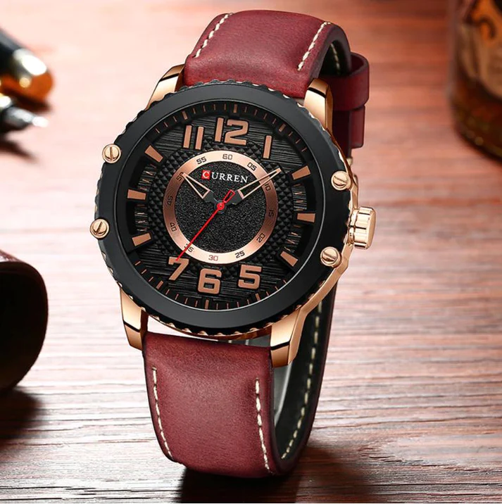 CURREN Original Brand Leather Straps Wrist Watch For Men With Brand (Box & Bag)-8341 US Arabia