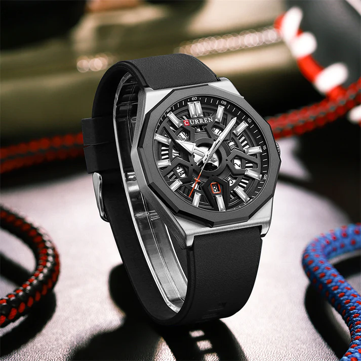 CURREN Original Brand Rubber Straps Wrist Watch For Men With Brand (Box & Bag)-8437 US Arabia