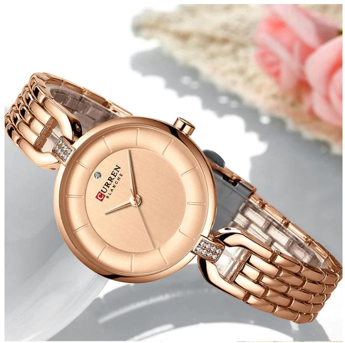CURREN Original Brand Stainless Steel Band Wrist Watch For Women With Brand (Box & Bag)-9058 US Arabia