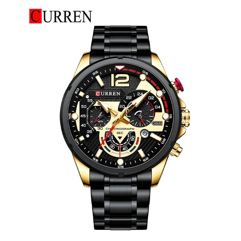 CURREN Original Brand Stainless Steel Band Wrist Watch For Men With Brand (Box & Bag)-8395 US Arabia