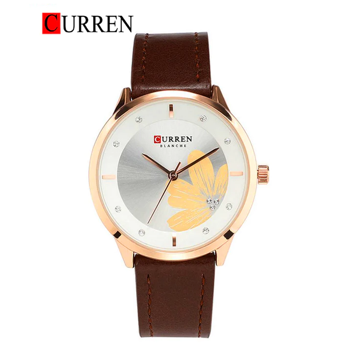 CURREN Original Brand Slim Leather Strap Wrist Watches For Women With Brand (Box & Bag)-9048 US Arabia
