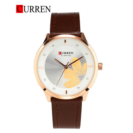 CURREN Original Brand Slim Leather Strap Wrist Watches For Women With Brand (Box & Bag)-9048 US Arabia