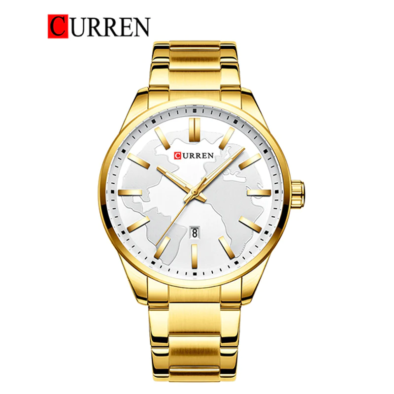 CURREN Original Brand Stainless Steel Band Wrist Watch For Men With Brand (Box & Bag)-8366 US Arabia