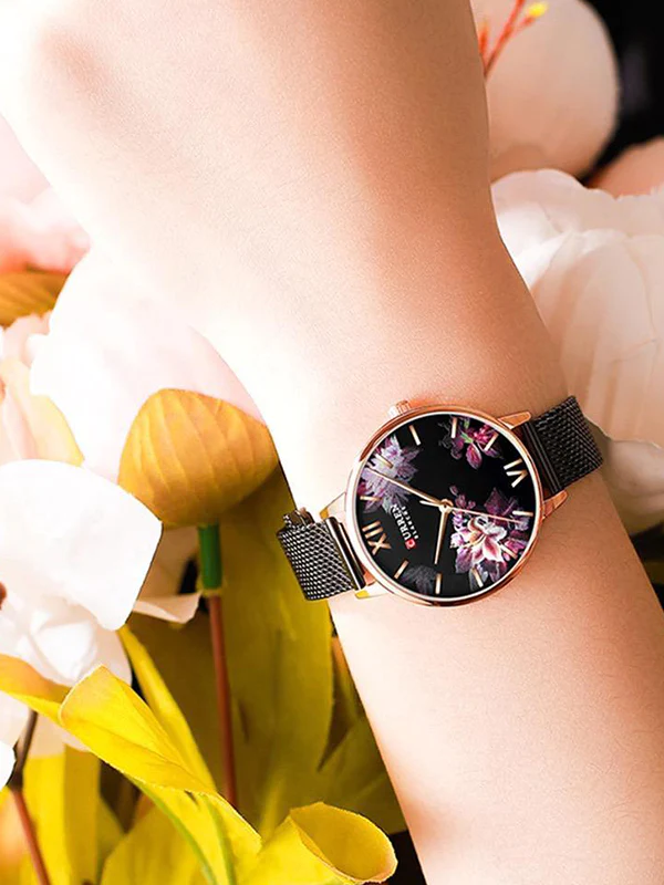 CURREN Original Brand Mesh Band Wrist Watch For Women With Brand (Box & Bag)-9060 US Arabia