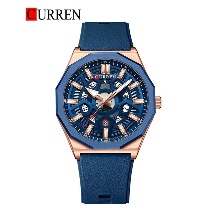 CURREN Original Brand Rubber Straps Wrist Watch For Men With Brand (Box & Bag)-8437 US Arabia