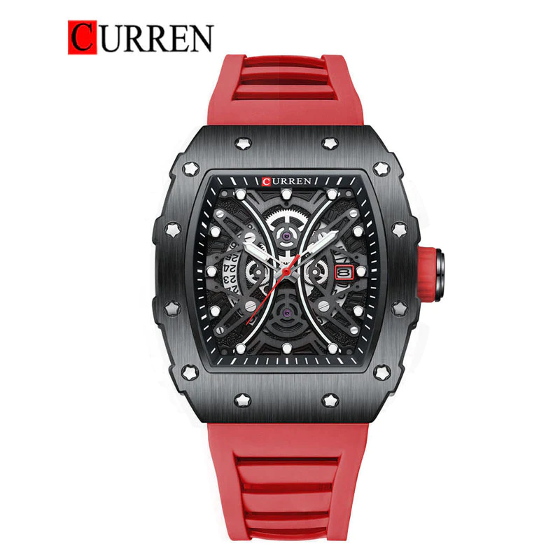 CURREN Original Brand Rubber Straps Wrist Watch For Men With Brand (Box & Bag)-8438 US Arabia