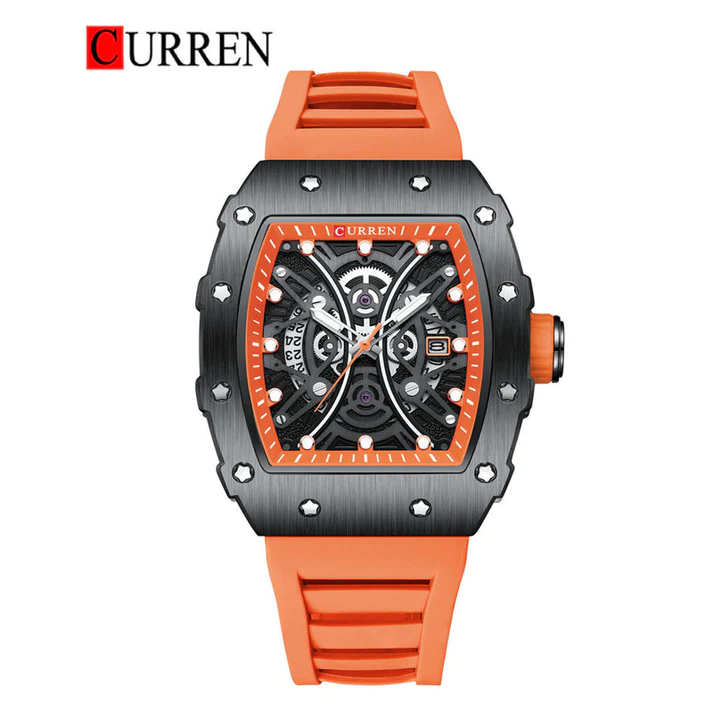 CURREN Original Brand Rubber Straps Wrist Watch For Men With Brand (Box & Bag)-8438 US Arabia
