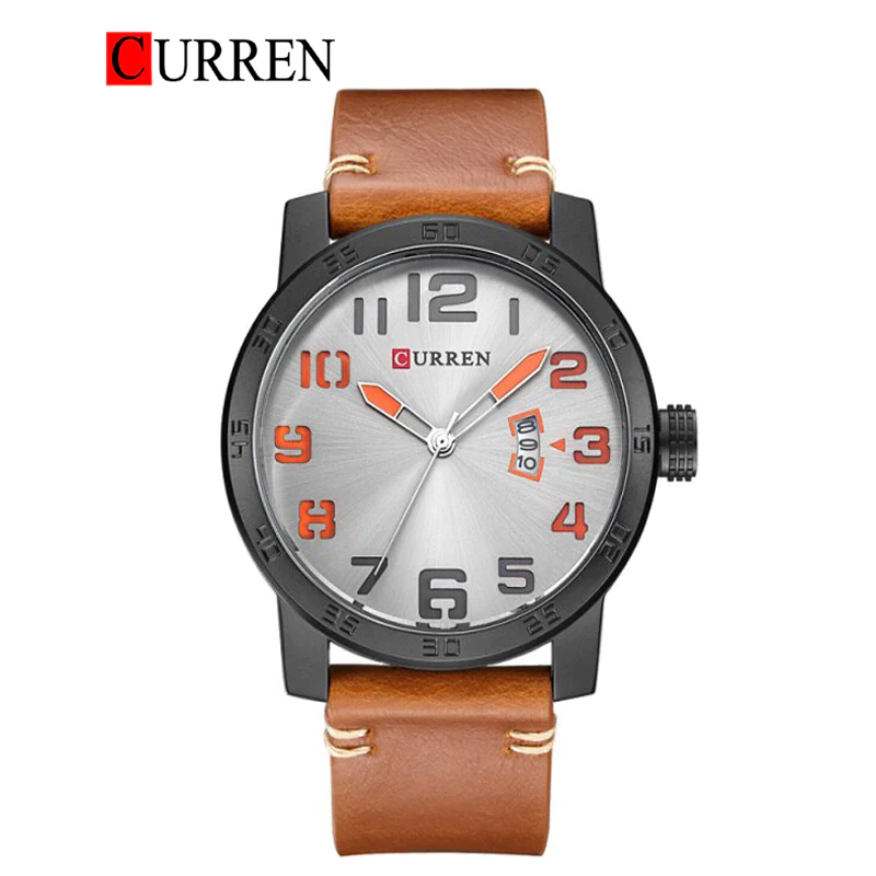 CURREN Original Brand Leather Straps Wrist Watch For Men With Brand (Box & Bag)-8254 US Arabia